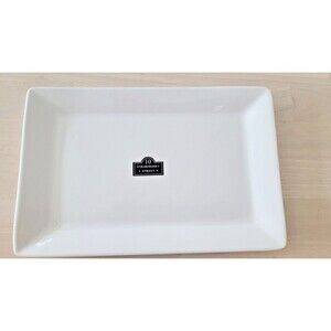 TEN STRAWBERRY STREET 11" WHITE PORCELIAN OBLONG DINNER PLATES SET OF 3 NEW